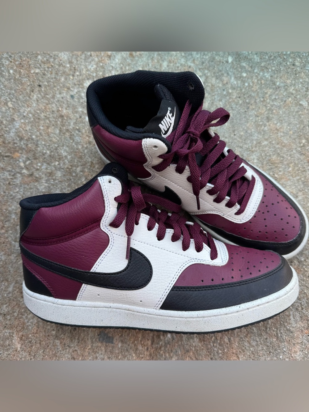 Nike Court Vision Mid Beetroot Shoes Men’s 7.5 Leather DN3577-600 Casual Active